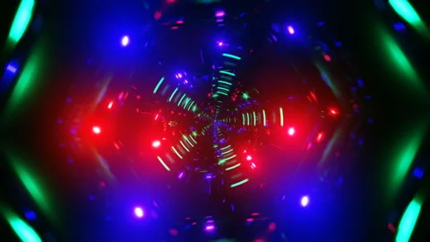 Abstract seamless loop with strobe lights and transforming geometric shapes Video stock 326995871