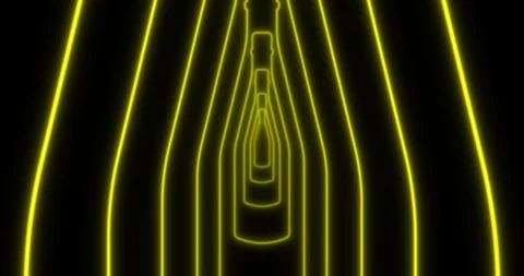 Abstract seamless loop yellow neon VJ tunnel in bottle form Stock Footage 124027573