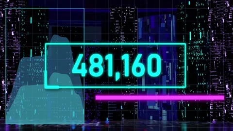 Abstract seamless looped database animation with digital counter Stock Footage 317484140