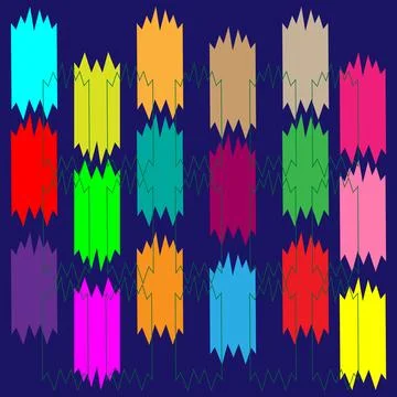 Abstract seamless modern simple geometric colorful shapes on a blue backgro.. Stock Illustration