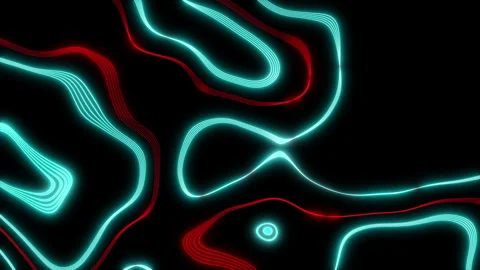 Abstract seamless morphing red and blue glowing lines pattern. Stock Footage 243347965