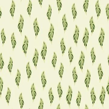 Abstract seamless nature botanic pattern with little random green leaves elem Stock Illustration