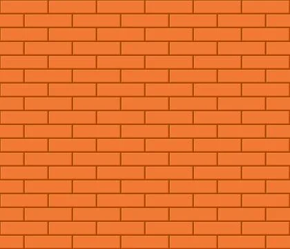 Abstract seamless orange flat brick wall Stock Illustration