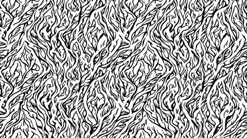 Abstract seamless organic root pattern with flowing intricate hand drawn bl.. Stock Illustration