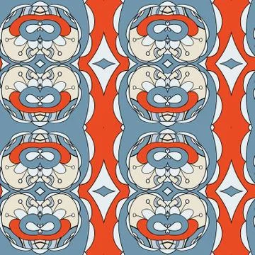Abstract seamless ornament pattern.kaleidoscope effect. Illustrazione stock