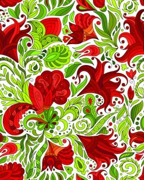 Abstract seamless ornamental pattern. Indian hand drawing background. Vector 스톡 일러스트