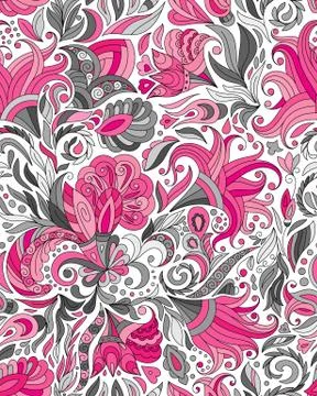 Abstract seamless ornamental pattern. Indian hand drawing background. Vector Stock Illustration