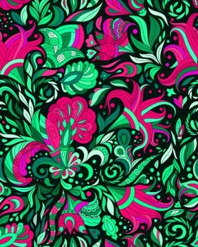 Abstract seamless ornamental pattern. Indian hand drawing background. Vector Stock Illustration
