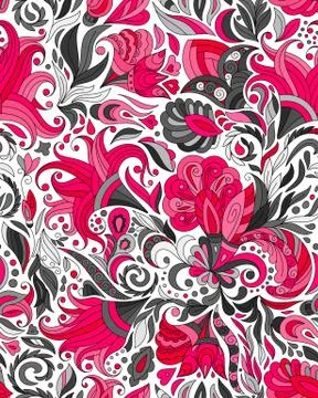 Abstract seamless ornamental pattern. Indian hand drawing background. Vector 스톡 일러스트