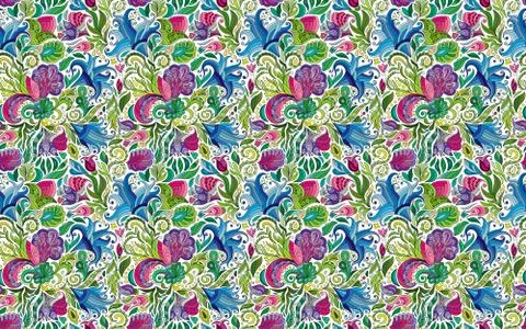 Abstract seamless ornamental pattern. Indian hand drawing background. Vector 스톡 일러스트