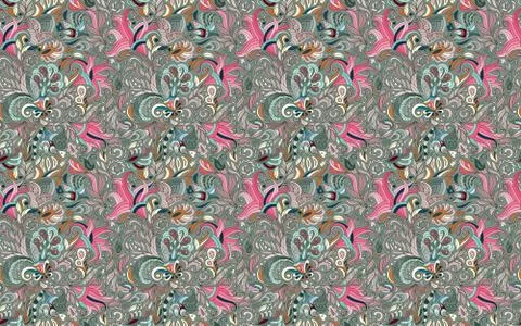 Abstract seamless ornamental pattern. Indian hand drawing background. Vector 스톡 일러스트