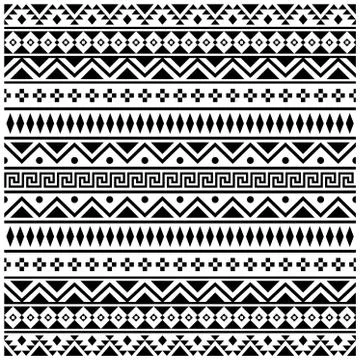 Abstract seamless patchwork pattern from black white color ethnic ornaments v イラスト素材