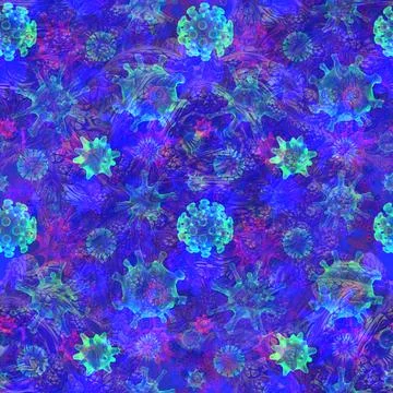 Abstract seamless patern of Different kinds of pathogen viruses Illustrazione stock