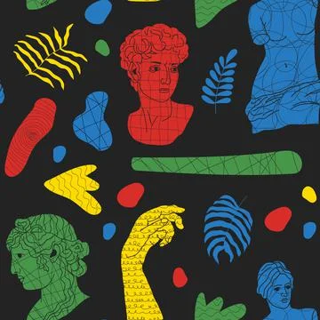 Abstract seamless pattern with antique elements. Stock Illustration