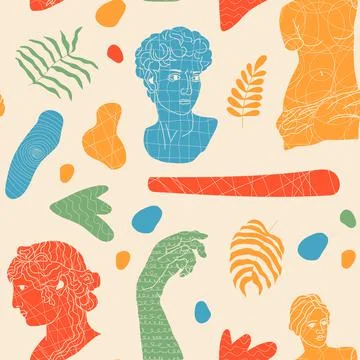 Abstract seamless pattern with antique elements. Stock Illustration