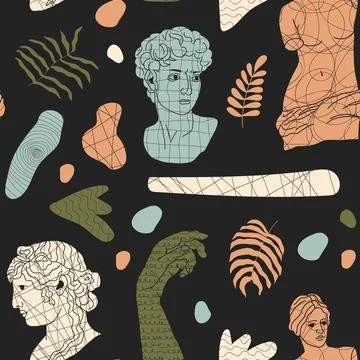 Abstract seamless pattern with antique elements. Illustrazione stock