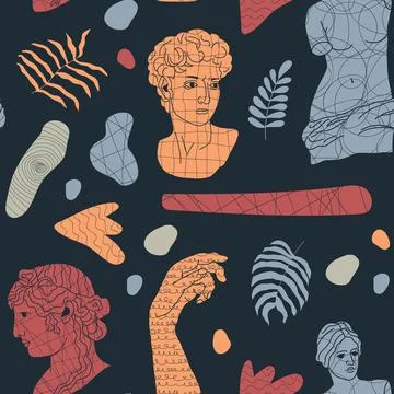 Abstract seamless pattern with antique elements. Stock Illustration