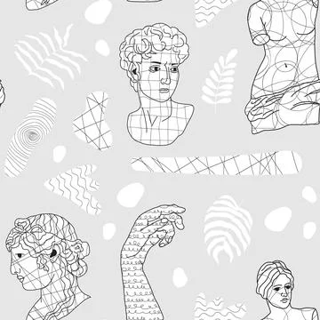 Abstract seamless pattern with antique elements. イラスト素材