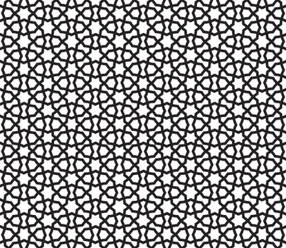 Abstract seamless pattern. Arabic line ornament with geometric shapes. Stock Illustration