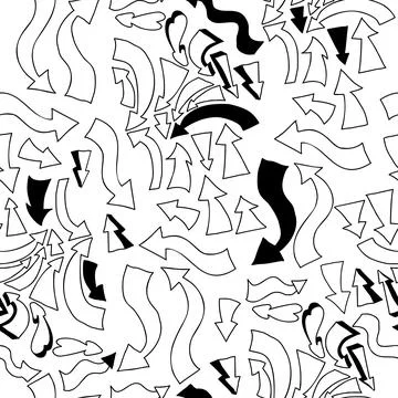 Abstract seamless pattern with arrows and pointers on white background. Vec.. Stock Illustration