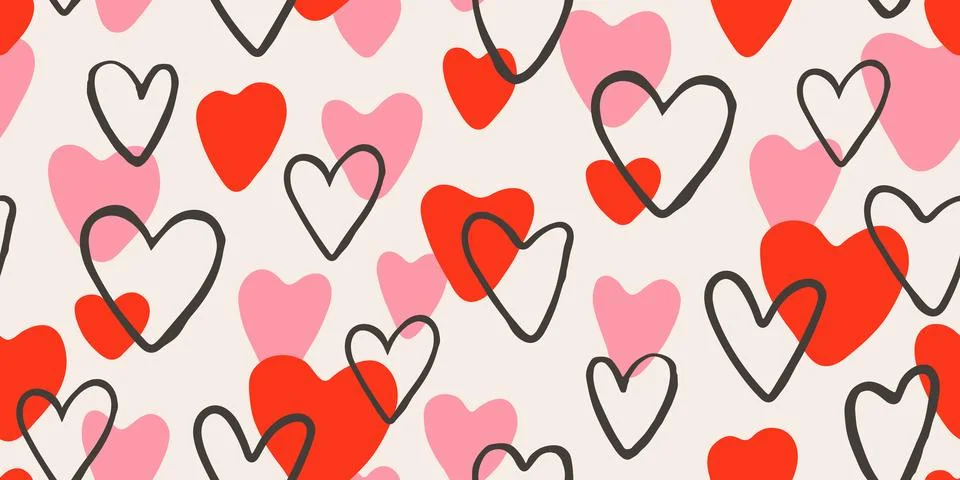 Abstract seamless pattern in artistic doodle style with overlapping colorfu.. Stock Illustration