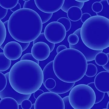 Abstract seamless pattern with azure voluminous different balls on azure. Stock-Illustration