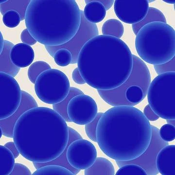 Abstract seamless pattern with azure voluminous different balls on white. Stock Illustration