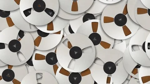 Abstract seamless pattern background. Aluminum reel spool Magnetic tape Stock Photos