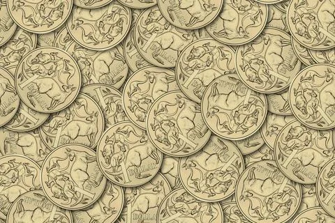 Abstract seamless pattern background. Australian one dollar coins Stock Photos