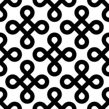 Abstract seamless pattern background. Black bowen knots, or loop square, design Illustrazione stock