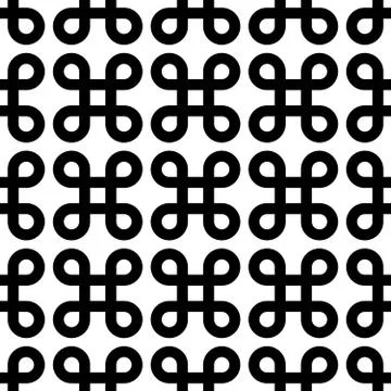 Abstract seamless pattern background. Black bowen knots, or loop square, design Stock Illustration