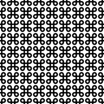 Abstract seamless pattern background. Black bowen knots, or loop square, design Stock Illustration