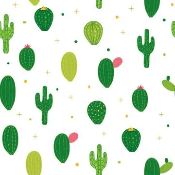 Abstract Seamless Pattern Background with Cactus.  Illustration Stock Illustration