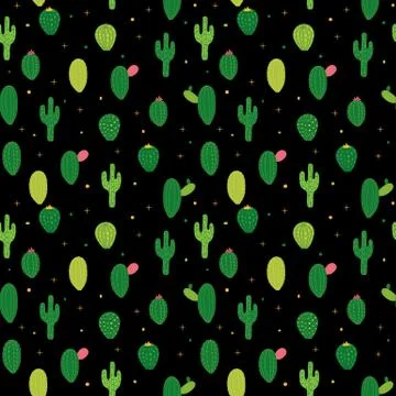 Abstract Seamless Pattern Background with Cactus.  Illustration Stock Illustration