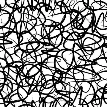 Abstract seamless pattern background of handmade curved lines for fabric design Stock Illustration