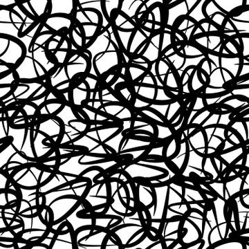 Abstract seamless pattern background of handmade curved lines for fabric design Stockillustratie