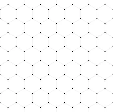 Abstract seamless pattern background. Hexagonal net of solid lines with dots in Stockillustratie