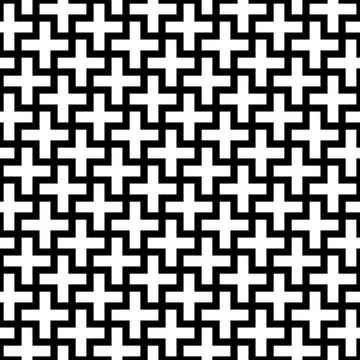 Abstract seamless pattern background. Mosaic of white geometric crosses with Stock Illustration