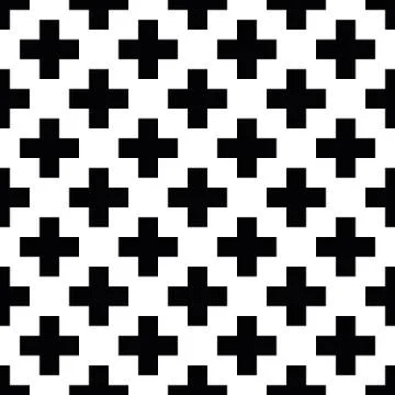 Abstract seamless pattern background. Mosaic of black geometric crosses with Stock Illustration