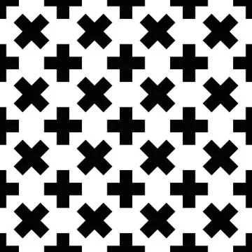 Abstract seamless pattern background. Mosaic of black geometric crosses with Stock Illustration