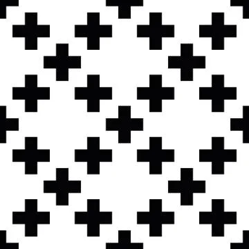 Abstract seamless pattern background. Mosaic of black geometric crosses with Stock Illustration