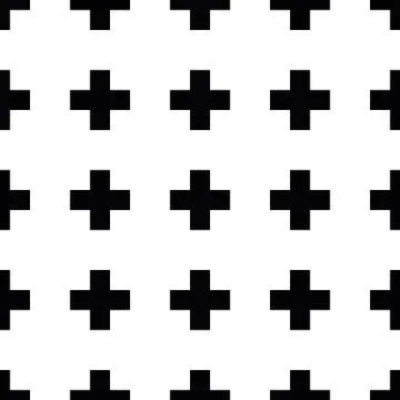 Abstract seamless pattern background. Mosaic of black geometric crosses with Stock Illustration
