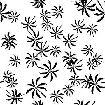 Abstract Seamless Pattern Background with silhouette of palm trees. Illustrat Illustrazione stock