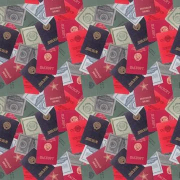 Abstract seamless pattern background. Soviet document Stock Photos
