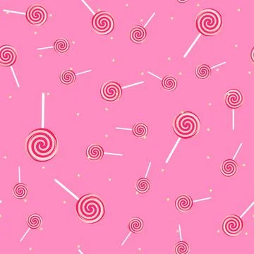 Abstract Seamless Pattern Background with Sweet Lollypop. Illustration Stock Illustration