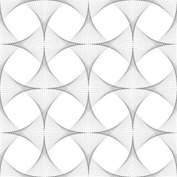 Abstract seamless pattern background of thin black curves. Net of striped stars Stock Illustration