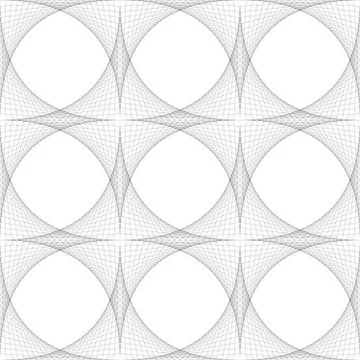 Abstract seamless pattern background of thin black curves. Net of striped stars Stock Illustration