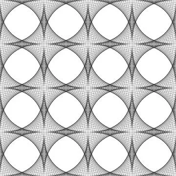 Abstract seamless pattern background of thin black curves. Net of striped stars Illustrazione stock