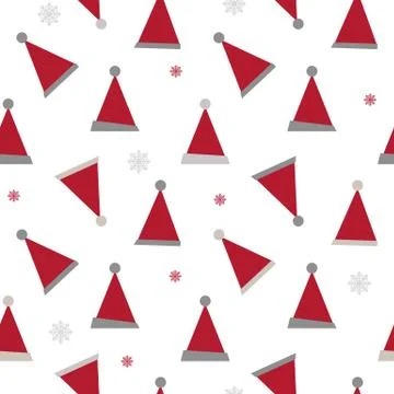 Abstract Seamless Pattern Background with Winter Christmas Hat. Vactor Illust Illustrazione stock