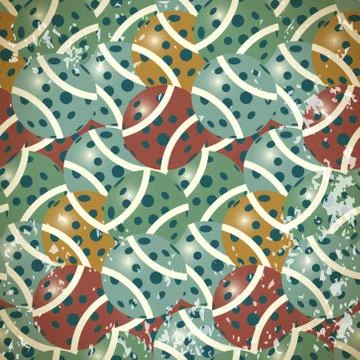 Abstract seamless pattern balls of different color in vintage st Stock Illustration